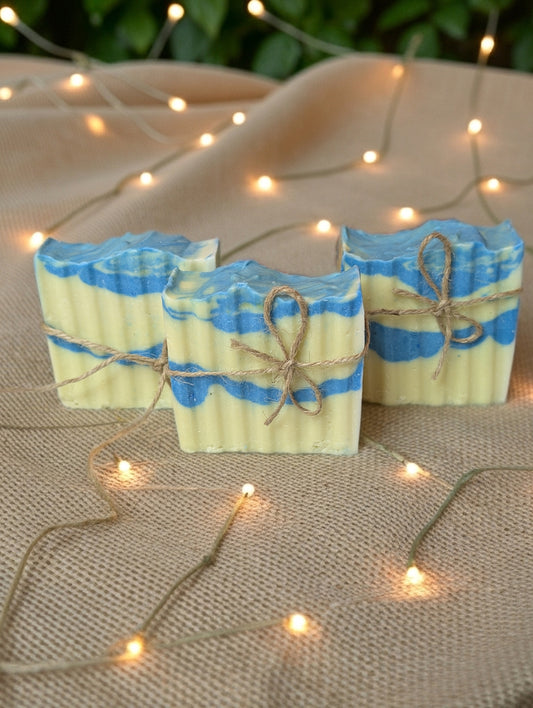 Tallow and Olive Oil (Frankincense & Sandalwood) Cream and Light Blue